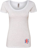 Ladies Union Jack T-shirt Flag Bottom Print Scoop Neck - Yoga Clothing for You