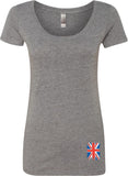 Ladies Union Jack T-shirt Flag Bottom Print Scoop Neck - Yoga Clothing for You