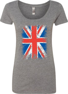 Ladies Union Jack T-shirt Flag Scoop Neck - Yoga Clothing for You