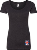 Ladies Union Jack T-shirt Flag Bottom Print Scoop Neck - Yoga Clothing for You