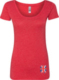 Ladies Union Jack T-shirt Flag Bottom Print Scoop Neck - Yoga Clothing for You
