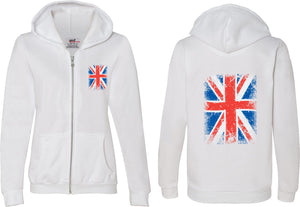Ladies Union Jack Full Zip Hoodie Front and Back - Yoga Clothing for You