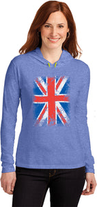 Ladies Union Jack T-shirt Flag Hooded Shirt - Yoga Clothing for You