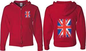 Union Jack Full Zip Hoodie Front and Back - Yoga Clothing for You