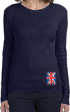 Ladies Union Jack Long Sleeve Shirt Bottom Print - Yoga Clothing for You