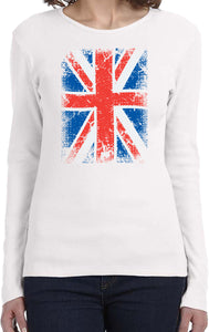 Ladies Union Jack T-shirt Flag Long Sleeve - Yoga Clothing for You