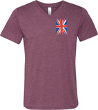 Union Jack T-shirt Flag Pocket Print Tri Blend V-Neck - Yoga Clothing for You