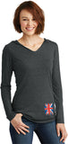 Ladies Union Jack T-shirt Flag Bottom Print Tri Blend Hoodie - Yoga Clothing for You