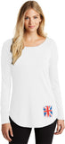 Ladies Union Jack Shirt Flag Bottom Print Tri Blend Long Sleeve - Yoga Clothing for You