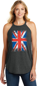 Ladies Union Jack Tank Top Flag Tri Rocker Tanktop - Yoga Clothing for You