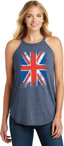 Ladies Union Jack Tank Top Flag Tri Rocker Tanktop - Yoga Clothing for You