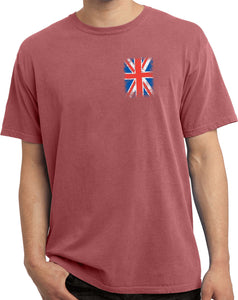 Union Jack T-shirt Flag Pocket Print Pigment Dyed Tee - Yoga Clothing for You