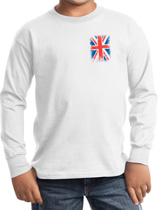 Kids Union Jack T-shirt Pocket Print Youth Long Sleeve - Yoga Clothing for You