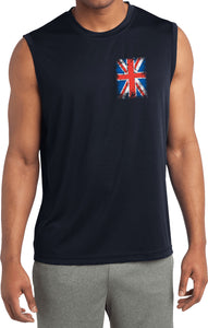 Union Jack T-shirt Flag Pocket Print Sleeveless Competitor Tee - Yoga Clothing for You
