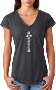 White 7 Chakras Triblend V-neck Yoga Tee Shirt - Yoga Clothing for You