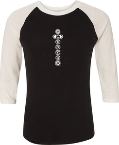 White 7 Chakras Eco Raglan 3/4 Sleeve Yoga Tee Shirt - Yoga Clothing for You