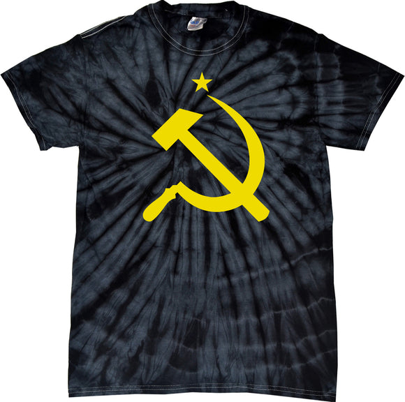 Soviet Union T-shirt Yellow Hammer and Sickle Spider Tie Dye Tee - Yoga Clothing for You
