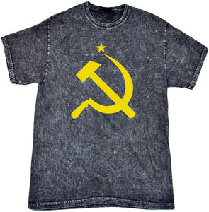 Soviet Union Tee Yellow Hammer and Sickle Mineral Washed Tie Dye - Yoga Clothing for You