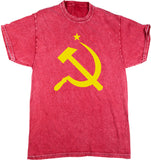 Soviet Union Tee Yellow Hammer and Sickle Mineral Washed Tie Dye - Yoga Clothing for You
