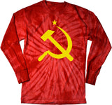 Soviet Union Shirt Yellow Hammer and Sickle Long Sleeve Tie Dye - Yoga Clothing for You
