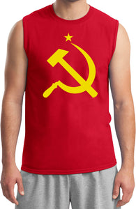 Soviet Union T-shirt Yellow Hammer and Sickle Muscle Tee - Yoga Clothing for You