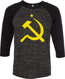 Soviet Union T-shirt Yellow Hammer and Sickle Raglan - Yoga Clothing for You