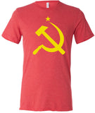 Soviet Union T-shirt Yellow Hammer and Sickle Tri Blend Tee - Yoga Clothing for You