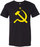Soviet Union T-shirt Yellow Hammer and Sickle Tri Blend Tee - Yoga Clothing for You