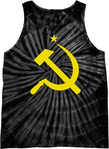Soviet Union Tank Top Yellow Hammer and Sickle Tie Dye Tanktop - Yoga Clothing for You