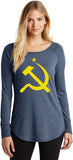 Ladies Yellow Hammer and Sickle Tri Blend Long Sleeve - Yoga Clothing for You