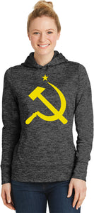 Ladies Soviet Union Yellow Hammer and Sickle Dry Wicking Hoodie - Yoga Clothing for You