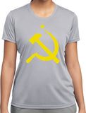 Ladies Soviet Union Yellow Hammer and Sickle Dry Wicking Tee - Yoga Clothing for You