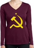 Ladies Yellow Hammer and Sickle Dry Wicking Long Sleeve - Yoga Clothing for You