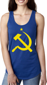 Ladies Soviet Union Tank Top Yellow Hammer and Sickle Ideal Tank - Yoga Clothing for You