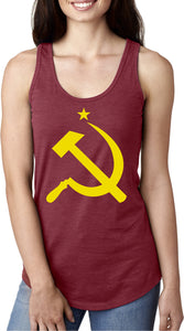 Ladies Soviet Union Tank Top Yellow Hammer and Sickle Ideal Tank - Yoga Clothing for You