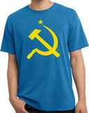 Soviet Union T-shirt Yellow Hammer and Sickle Pigment Dyed Tee - Yoga Clothing for You