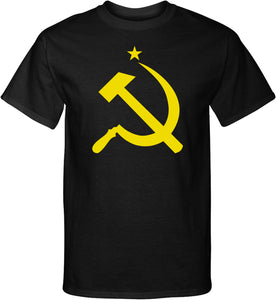Soviet Union T-shirt Yellow Hammer and Sickle Tall Tee - Yoga Clothing for You