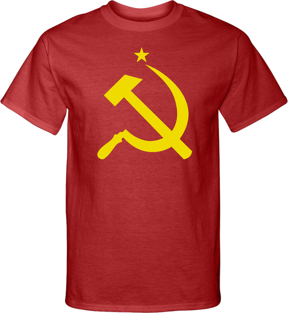 Soviet Union T-shirt Yellow Hammer and Sickle Tall Tee - Yoga Clothing for You