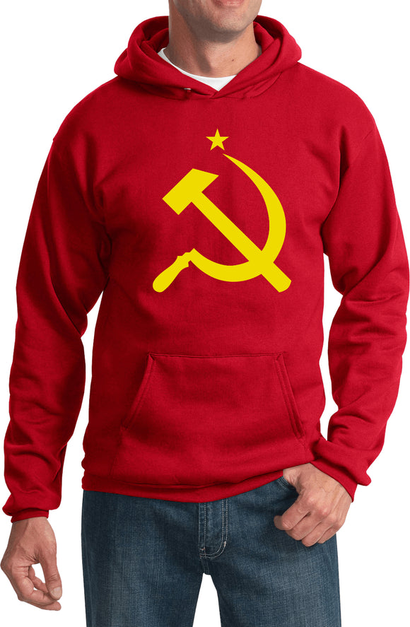 Mens Soviet Union Hoodie - Yellow Hammer and Sickle - Yoga Clothing for You