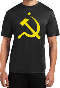 Soviet Union T-shirt Yellow Hammer and Sickle Dry Wicking Tee - Yoga Clothing for You