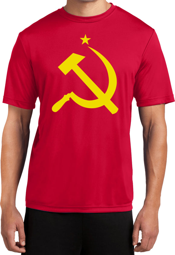 Soviet Union T-shirt Yellow Hammer and Sickle Dry Wicking Tee - Yoga Clothing for You