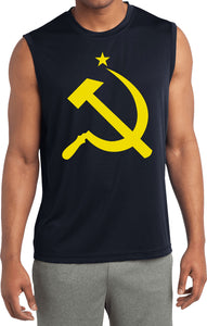 Soviet Union Yellow Hammer and Sickle Sleeveless Competitor Tee - Yoga Clothing for You