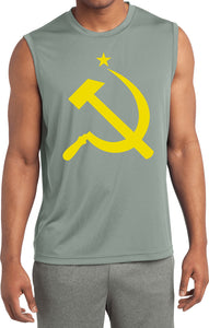 Soviet Union Yellow Hammer and Sickle Sleeveless Competitor Tee - Yoga Clothing for You