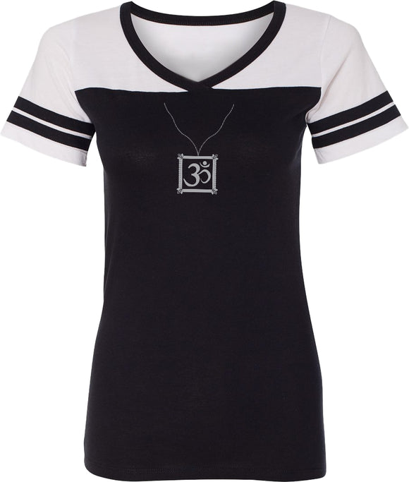 AUM Charm Necklace Powder Puff Yoga Tee Shirt - Yoga Clothing for You